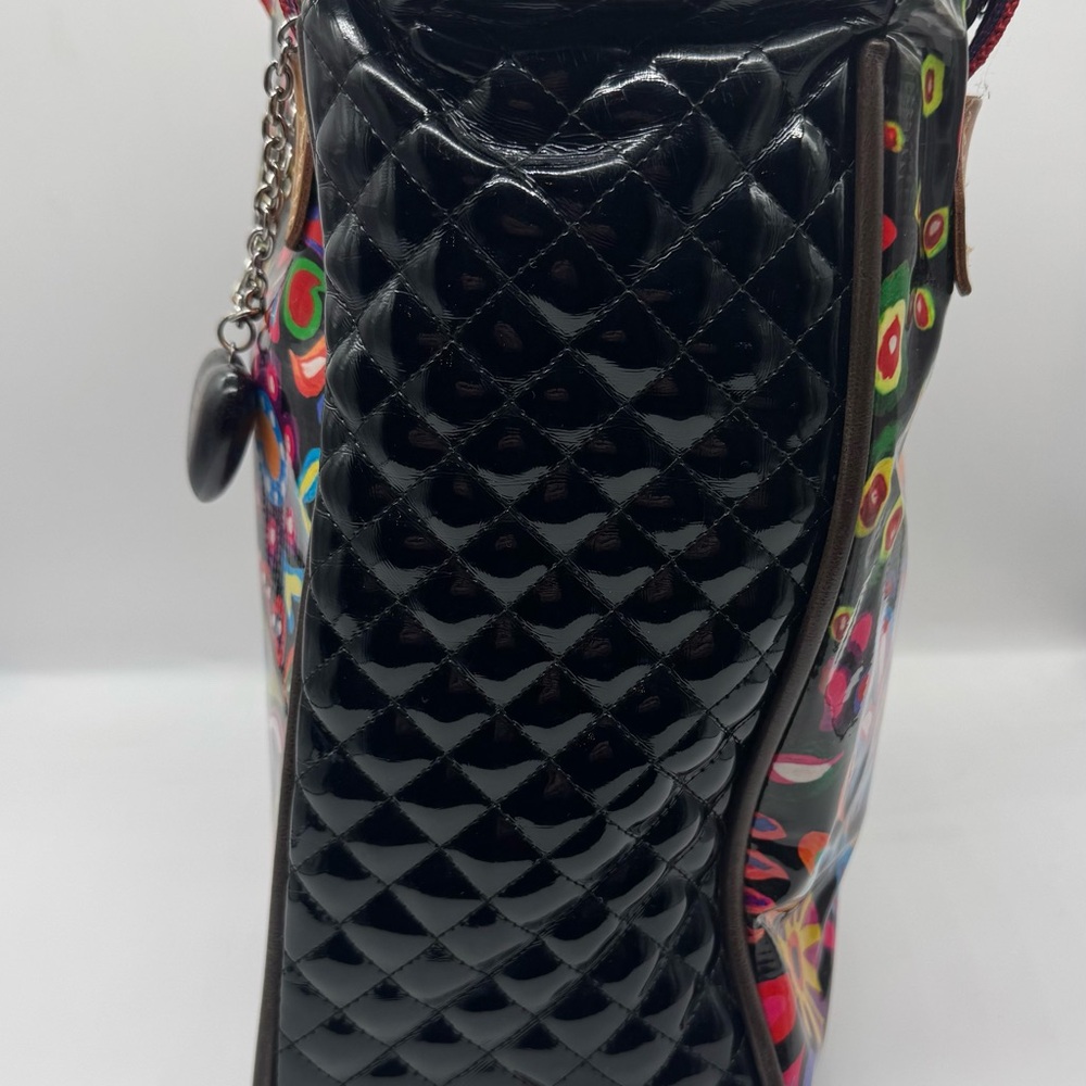 Consuela Multicolor Floral Patent Leather Tote with Heart Charm - Picture 2 of 9